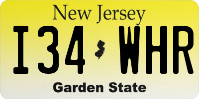 NJ license plate I34WHR