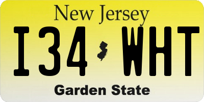 NJ license plate I34WHT