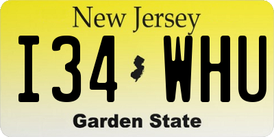 NJ license plate I34WHU