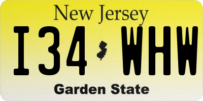NJ license plate I34WHW