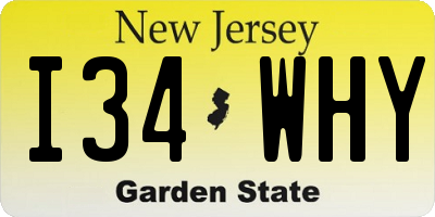 NJ license plate I34WHY