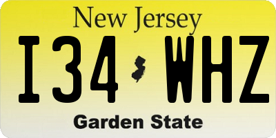NJ license plate I34WHZ