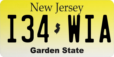 NJ license plate I34WIA