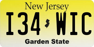 NJ license plate I34WIC