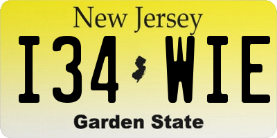 NJ license plate I34WIE