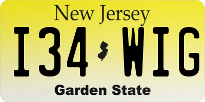 NJ license plate I34WIG