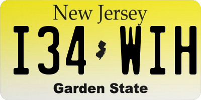 NJ license plate I34WIH