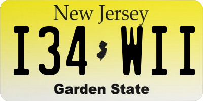 NJ license plate I34WII