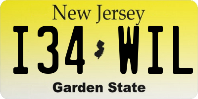 NJ license plate I34WIL