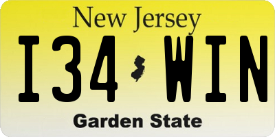 NJ license plate I34WIN