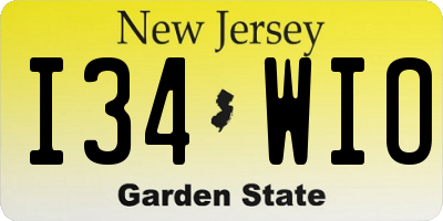 NJ license plate I34WIO