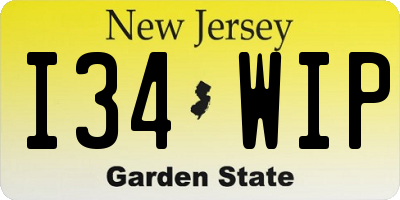 NJ license plate I34WIP