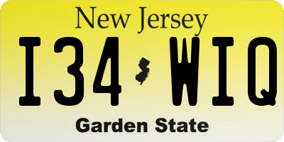 NJ license plate I34WIQ