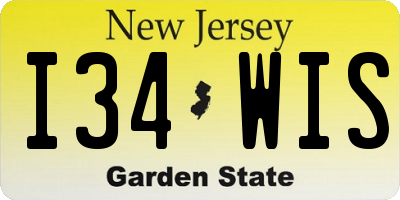 NJ license plate I34WIS