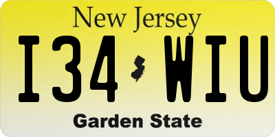 NJ license plate I34WIU
