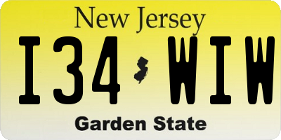 NJ license plate I34WIW