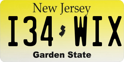 NJ license plate I34WIX