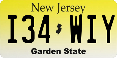 NJ license plate I34WIY