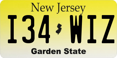 NJ license plate I34WIZ