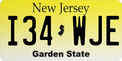 NJ license plate I34WJE