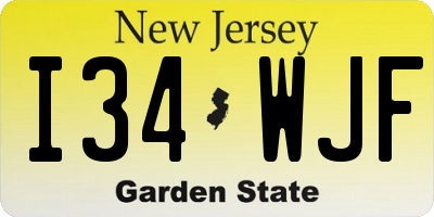 NJ license plate I34WJF