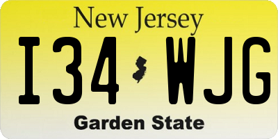 NJ license plate I34WJG