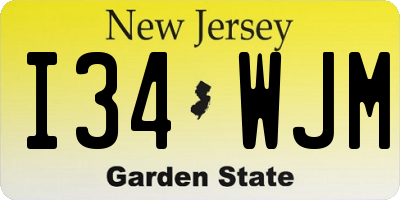 NJ license plate I34WJM