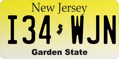 NJ license plate I34WJN