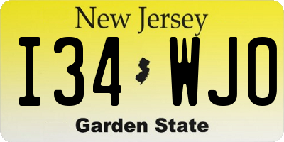 NJ license plate I34WJO
