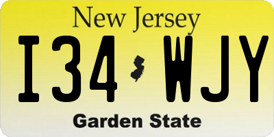 NJ license plate I34WJY