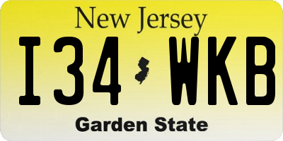 NJ license plate I34WKB