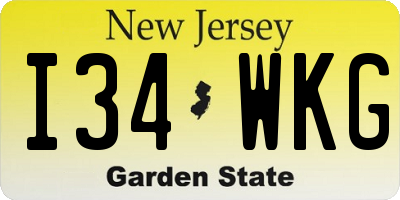 NJ license plate I34WKG