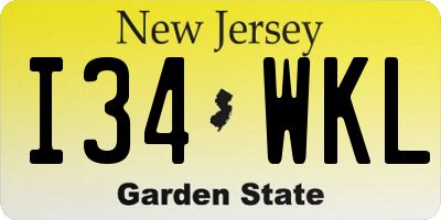 NJ license plate I34WKL