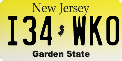 NJ license plate I34WKO