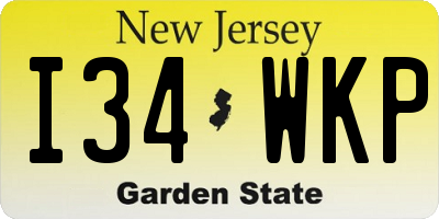 NJ license plate I34WKP