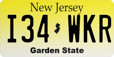 NJ license plate I34WKR