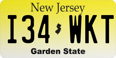 NJ license plate I34WKT