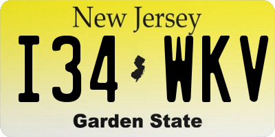 NJ license plate I34WKV