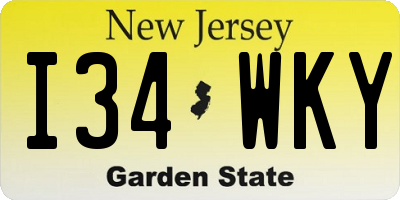 NJ license plate I34WKY