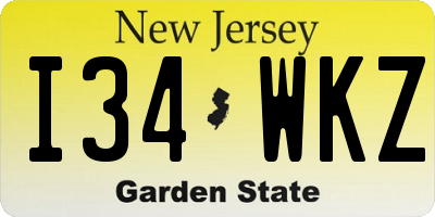 NJ license plate I34WKZ