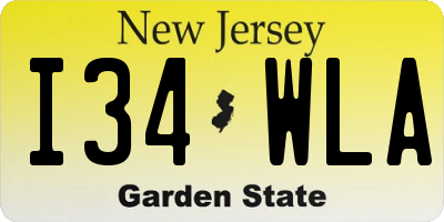 NJ license plate I34WLA