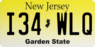 NJ license plate I34WLQ