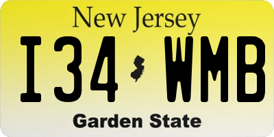 NJ license plate I34WMB