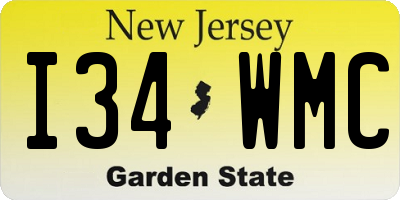 NJ license plate I34WMC