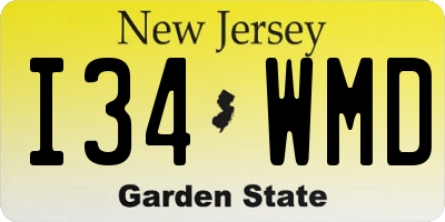 NJ license plate I34WMD