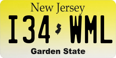 NJ license plate I34WML