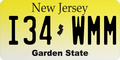 NJ license plate I34WMM