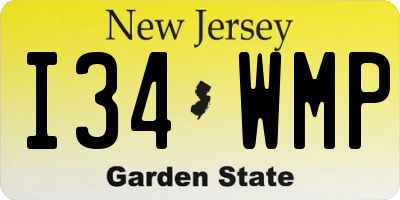 NJ license plate I34WMP
