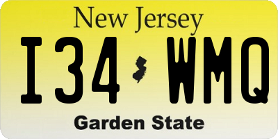 NJ license plate I34WMQ