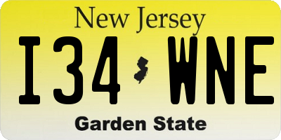 NJ license plate I34WNE